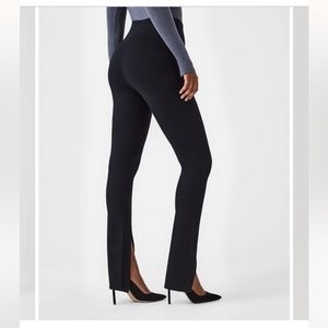 SPANX Black Straight-Leg Split-Hem Pants